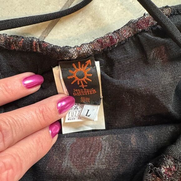 Jean Paul Gaultier Black Lace and Print Dress - Picture 5 of 6